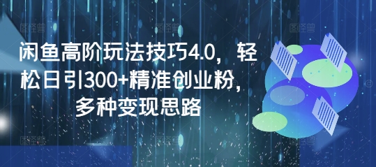 闲鱼高阶玩法技巧4.0，轻松日引300+精准创业粉，多种变现思路-氚客吧