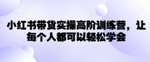 小红书带货实操高阶训练营，让每个人都可以轻松学会-氚客吧