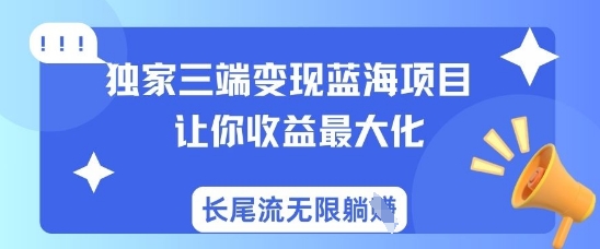独家三端变现蓝海项目，让你收益最大化，长尾流无限躺挣-氚客吧