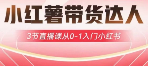 小红薯达人带货启航计划，3节直播课从0-1入门小红书-氚客吧