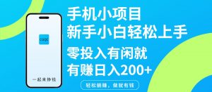 手机小项目新手小白轻松上手零投入有闲就有赚日入200+-氚客吧