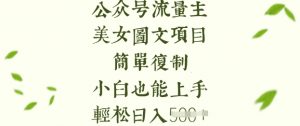 流量主长期收益项目，美女图片简单复制，小白也能上手，轻松日入5张-氚客吧