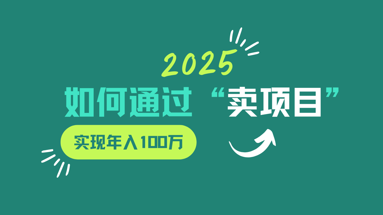 2025年如何通过“卖项目”实现年入100w-氚客吧