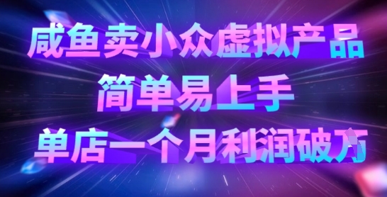 咸鱼卖小众虚拟产品，简单易上手，单店一个月利润破W-氚客吧