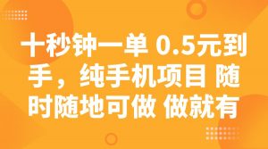 十秒钟一单 0.5元到手，纯手机项目 随时随地可做 做就有-氚客吧