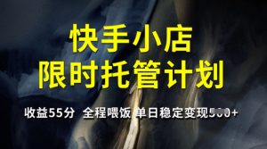 快手小店限时托管计划，收益55分，全程喂饭，单日稳定变现5张【揭秘】-氚客吧