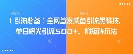【引流必备】全网首发咸鱼引流黑科技，单日曝光引流500+，附矩阵玩法【揭秘】-氚客吧