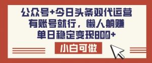 公众号+今日头条双代运营，有账号就行，单日稳定变现8张【揭秘】-氚客吧