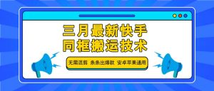 三月最新快手同框搬运技术，无需混剪 条条出爆款 安卓苹果通用-氚客吧