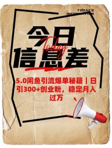5.0闲鱼引流爆单秘籍，日引300+创业粉，稳定月入过W-氚客吧