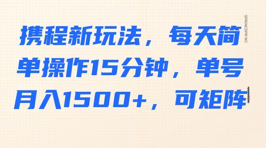 携程新玩法，每天简单操作15分钟，单号月入1500+，可矩阵-氚客吧