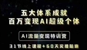 五大体系成就百万变现AI超级个体- AI流量变现特训营，一步一步教你一个人怎么年入百W-氚客吧
