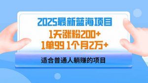 2025蓝海项目 1天涨粉200+ 1单99 1个月2万+-氚客吧