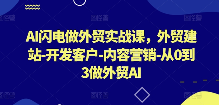 AI闪电做外贸实战课，​外贸建站-开发客户-内容营销-从0到3做外贸AI(更新)-氚客吧