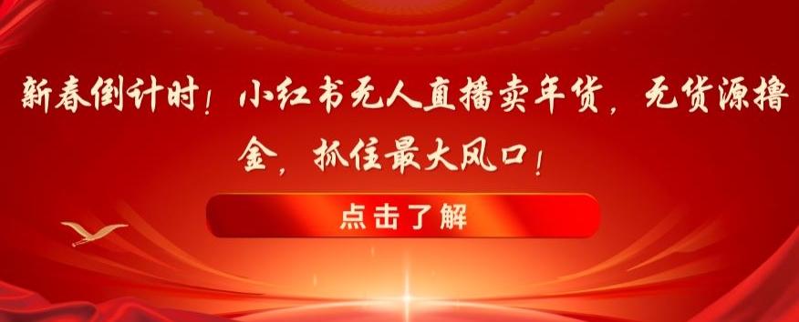 新春倒计时！小红书无人直播卖年货，无货源撸金，抓住最大风口【揭秘】-氚客吧