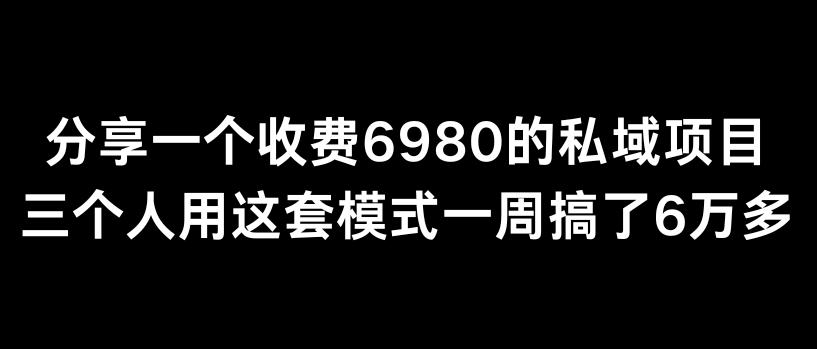 分享一个外面卖6980的私域项目三个人用这套模式一周搞了6万多【揭秘】-氚客吧