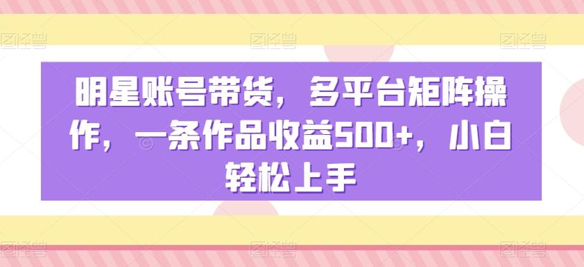 明星账号带货，多平台矩阵操作，一条作品收益500+，小白轻松上手【揭秘】-氚客吧