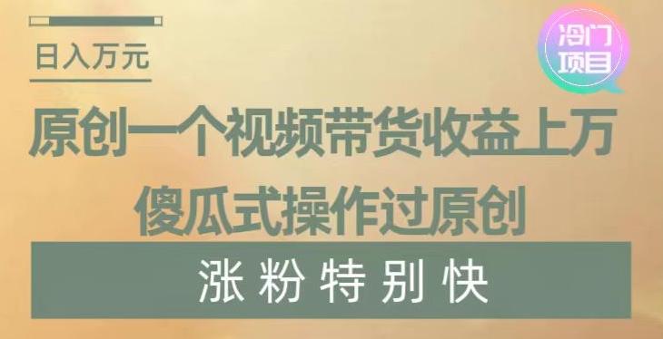 原创一个视频带货收益上万，傻瓜式操作过原创，几分钟做一个视频涨粉特别快【揭秘】-氚客吧