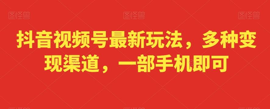 抖音视频号最新玩法，多种变现渠道，一部手机即可-氚客吧