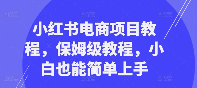 小红书电商项目教程，保姆级教程，小白也能简单上手-氚客吧