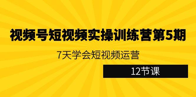 视频号短视频实操训练营第5期：7天学会短视频运营(12节课)-氚客吧