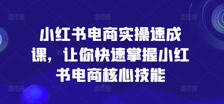 小红书电商实操速成课，让你快速掌握小红书电商核心技能-氚客吧