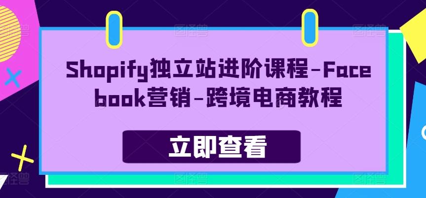 Shopify独立站进阶课程-Facebook营销-跨境电商教程-氚客吧