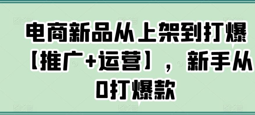 电商新品从上架到打爆【推广+运营】，新手从0打爆款-氚客吧