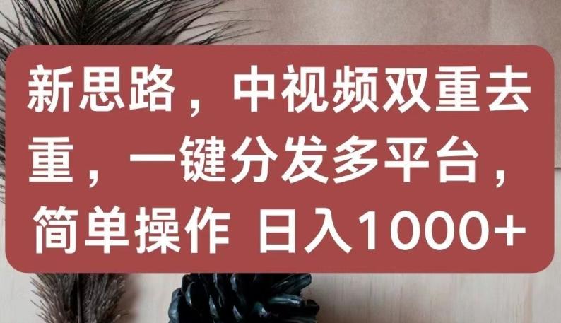 新思路，中视频双重去重，一键分发多平台，简单操作，日入1000+【揭秘】-氚客吧