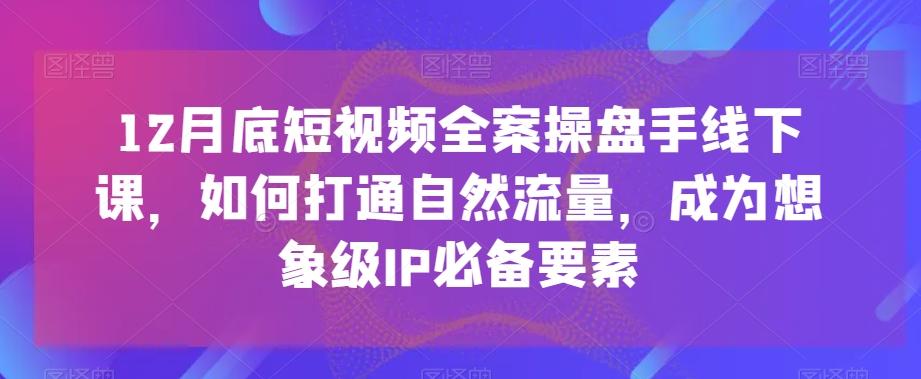 12月底短视频全案操盘手线下课，如何打通自然流量，成为想象级IP必备要素-氚客吧