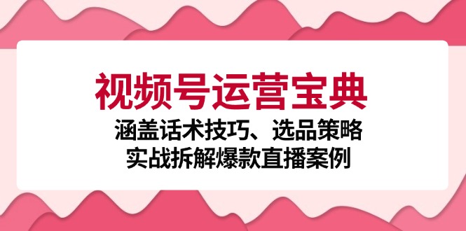 视频号运营宝典：涵盖话术技巧、选品策略、实战拆解爆款直播案例-氚客吧