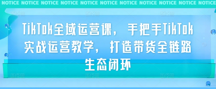 TikTok全域运营课，手把手TikTok实战运营教学，打造带货全链路生态闭环-氚客吧