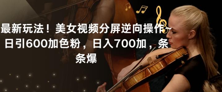 最新玩法！美女视频分屏逆向操作~日引600加色粉，日入700加，条条爆【揭秘】-氚客吧