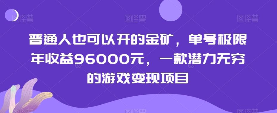 普通人也可以开的金矿，单号极限年收益96000元，一款潜力无穷的游戏变现项目【揭秘】-氚客吧