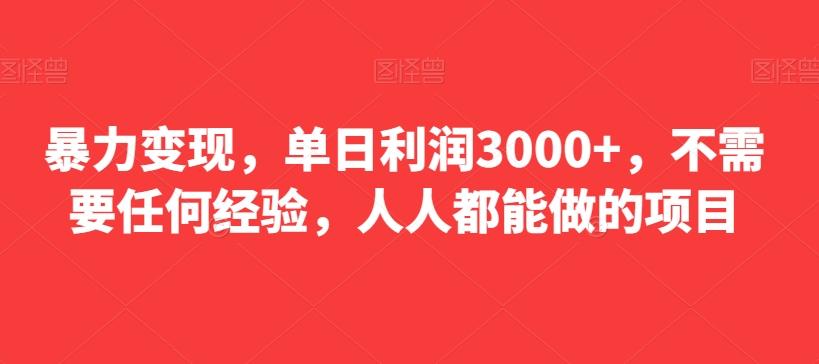 暴力变现，单日利润3000+，不需要任何经验，人人都能做的项目-氚客吧