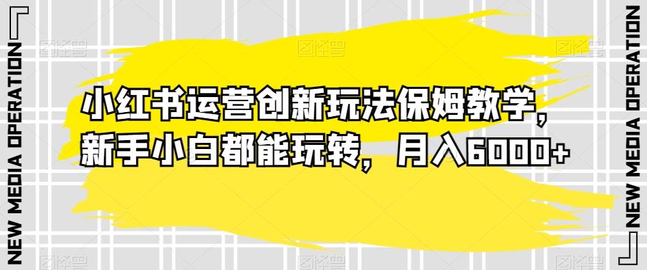 小红书运营创新玩法保姆教学，新手小白都能玩转，月入6000+【揭秘】-氚客吧