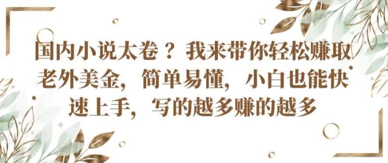 国内小说太卷 ?带你轻松赚取老外美金，简单易懂，小白也能快速上手，写的越多赚的越多【揭秘】-氚客吧