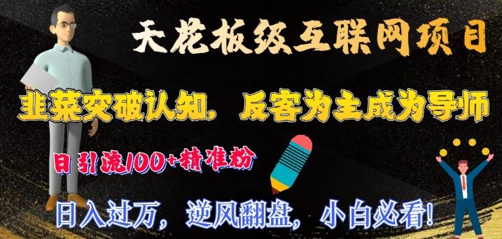天花板级互联网项目，韭菜突破认知，反客为主成为导师，日引流100+精准粉-氚客吧