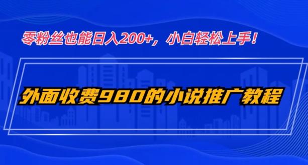外面收费980的小说推广教程：零粉丝也能日入200+，小白轻松上手！-氚客吧
