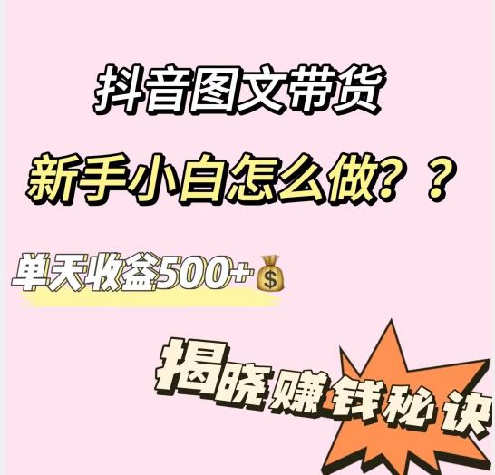 抖音图文带货，新手小白怎么做？单天收益500+【揭秘赚钱秘诀】-氚客吧