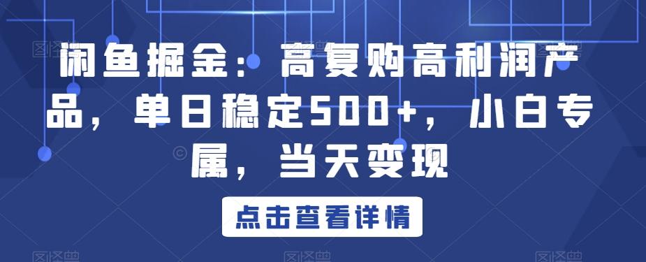 闲鱼掘金：高复购高利润产品，单日稳定500+，小白专属，当天变现-氚客吧