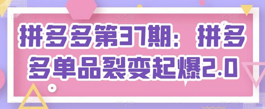 拼多多第37期：拼多多单品裂变起爆2.0-氚客吧