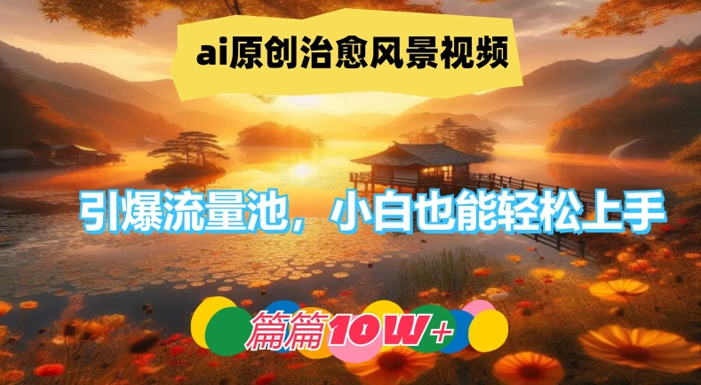ai原创治愈风景视频，引爆流量池，小白也能轻松上手，篇篇10w+【揭秘】-氚客吧