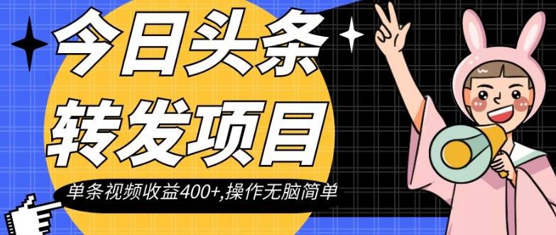 今日头条转发项目，单条视频收益400+,操作无脑简单【揭秘】-氚客吧
