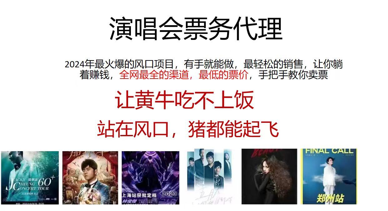 演唱会票务代理，2024年最火爆风口项目，全网最低的票价，小白一分钟上…-氚客吧