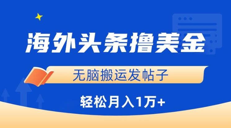 海外头条撸美金，无脑搬运发帖子，月入1万+，小白轻松掌握【揭秘】-氚客吧