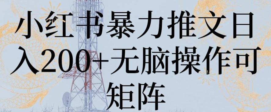 小红书暴力推文日入200+无脑操作可矩阵【揭秘】-氚客吧