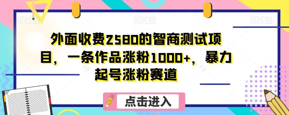 外面收费2580的智商测试项目，一条作品涨粉1000+，暴力起号涨粉赛道【揭秘】-氚客吧