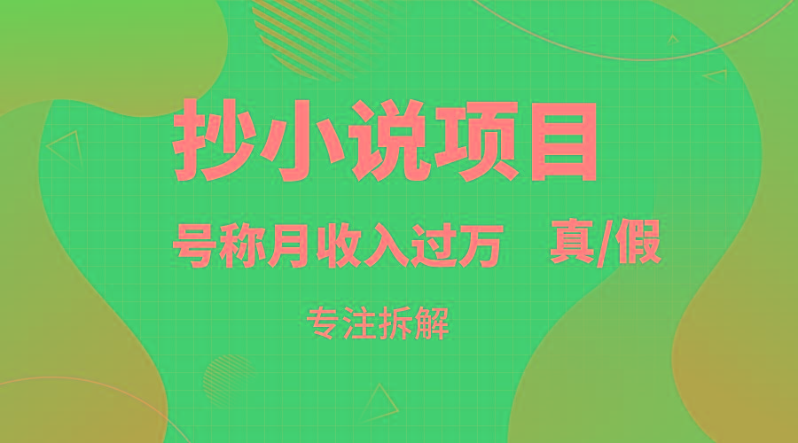 抄小说项目，号称月入过万，到底是否真实，能不能做，详细拆解-氚客吧