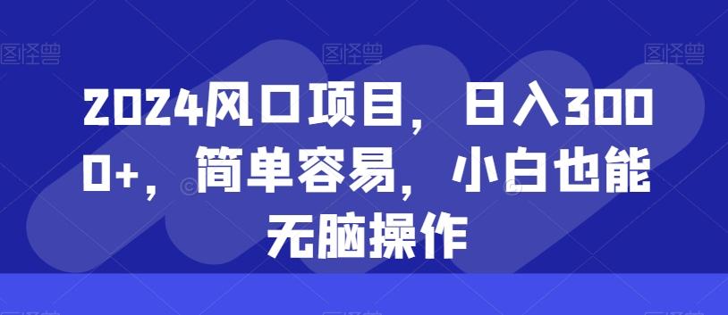 2024风口项目，日入3000+，简单容易，小白也能无脑操作-氚客吧